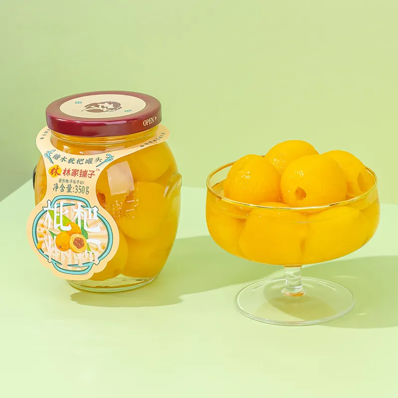 Bottiglia di vetro acqua di zucchero loquat può in bottiglia di vetro acqua di zucchero Leasunfood Linjiapuzi in sciroppo leggero frutta in scatola