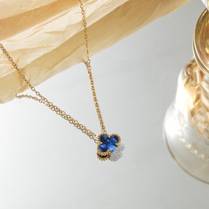 Collana a Foglia da Donna di Lusso Leggero, di Alta Gamma, Bifacciale, in <span class=keywords><strong>Acciaio</strong></span> Inossidabile, Stile Sportivo, con Motivo Bambù, Catena per Maglione - Product Image 3
