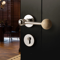 Poignée de porte en alliage de zinc avec verrou magnétique silencieux de style japonais, pierre de lune, pour chambre à coucher intérieure