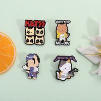 Rock Band chat émail mignon broches moulé sous pression musique animaux broches pour vestes Denim Punk Style alliage Badge