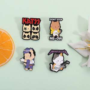 روك باند القط المينا دبابيس لطيف يموت الصب الموسيقى دبابيس الحيوان للسترات الدنيم نمط بانك سبيكة شارة - Product Image 3