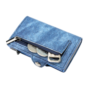 NOUVEAU Design Cowboy Wallets Blue Jeans Smart Wallets RFID Anti Theft Aluminium Credit Pop Out Card Holder With Coin Purse - Product Image 3