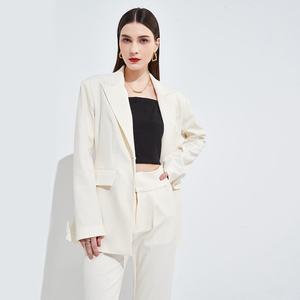 ชุดสูททำงานสำหรับผู้หญิงชุดสูททำงานสีขาวทรงหลวมดีไซน์ใหม่ฤดูร้อน - Product Image 5