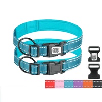 Collier pour chien en cuir véritable réfléchissant, durable, de qualité supérieure, personnalisé OEM, luxueux, moderne et simple, avec étiquette d'identification à code QR.