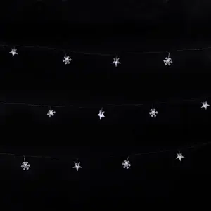 Guirlande lumineuse solaire, flocons de neige, 2m + 10m, lumière blanche fraîche, idéale pour la décoration extérieure et l'éclairage d'ambiance. - Product Image 2