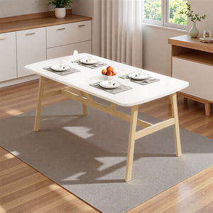 Table à manger en noyer avec pieds en acier carbone, mobilier de restaurant pour la maison et le café - Product Image 1