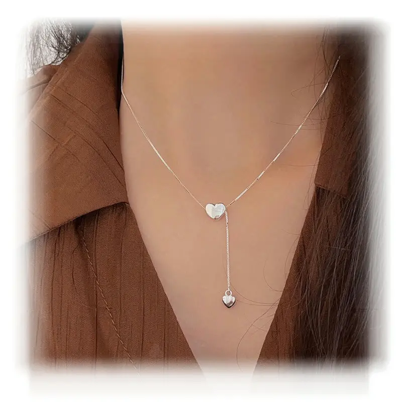 Carline níquel libre borla amor corazón colgante collar caja cadena minimalista 925 joyería de plata esterlina para mujer chica
