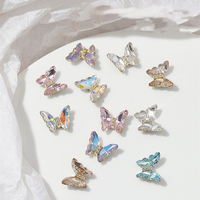 10 pièces papillon ongles charme 3D luxe cristal papillon ongles décoration 12X10mm prend en charge mixte alliage papillon ongles strass