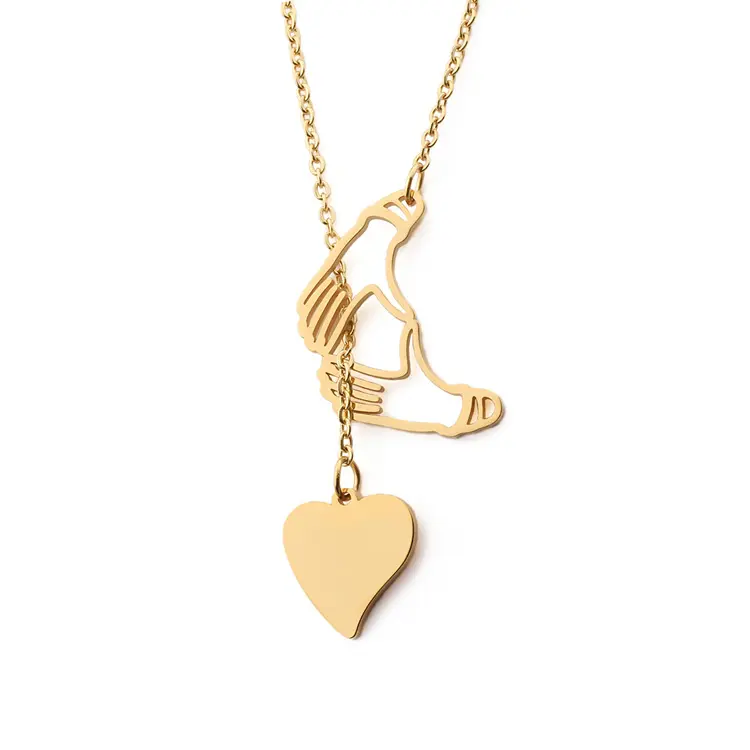 Hand Liefde Gebaar Hart Hanger Geheugen Gift Vergulde Rvs Charm Kettingen