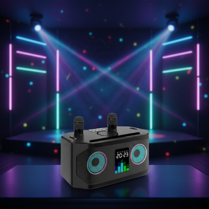 Altavoz Inalámbrico Portátil Karaoke con 2 Micrófonos, Carga Rápida, Alimentación USB, 5.3 A920, con Reloj Despertador, de Fábrica OEM - Product Image 1
