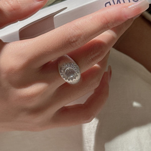 Bague en argent pur S925 brossé, incrustée d'un motif géométrique, élégante, au tempérament français, simple, à la mode, style médiéval vintage, lourde - Product Image 3