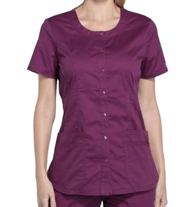High Quality Antimicrobial Polyester/Cotton Blend Rayon V-<b>Neck</b> Women's Nurse Uniforms Custom Designed Scrub Sets Custom Hospital - Product Image 1