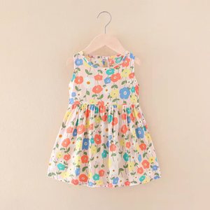 Vêtements d'été pour fillettes, robes mignonnes à imprimé floral, vêtements décontractés en coton pour enfants, prix de gros d'usine - Product Image 6