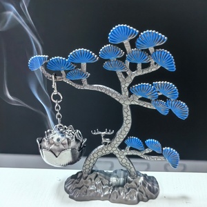 Lotus <b>Incense</b> <b>Cone</b> Holder Metal Material with Red-crowned Crane Design for Home Decoration - Product Image 2