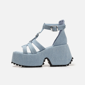 Fashion Summer Design Blue Denim <span class=keywords><strong>sandali</strong></span> alla moda <span class=keywords><strong>donna</strong></span> Casual Ladies Roman Shoes Platform <span class=keywords><strong>sandali</strong></span> con suola spessa da <span class=keywords><strong>donna</strong></span> - Product Image 2