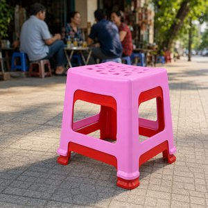 Modern Heavy Duty PP Plastic Utility <b>Stool</b> Square Weatherproof School Laundry Bench Drain Holes Easy Clean Durable Seating - Product Image 1