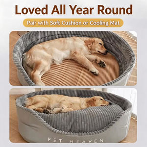 Cama Ovalada para Perros de Pana Gris, Cama Suave de Felpa para Mascotas, Cama Moderna para Perros de Interior - Product Image 6