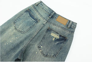 Bufa geniş bacak kot kadınlar yüksek sokak boya pantolon sıkıntılı kadın artı boyutu Baggy kot - Product Image 5