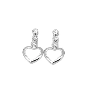 Creative Custom Heart Shaped Design 18k Real Gold Earrings With Shining Diamonds Fine Jewelry 18k Gold Earrings Wholesale
