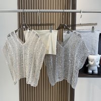 Atasan Rajut Wanita Tanpa Lengan Kerah V Ganda Bahan Linen Tipis Bernapas untuk Musim Panas, Set Rompi Dua Potong Model Berongga Kasual Stylish