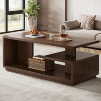 Table basse convertible en bois massif de 47,24 pouces avec étagère de rangement, style moderne du milieu du siècle, table à thé rectangulaire à 3 niveaux