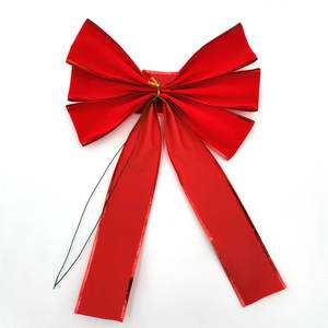 Vente flash : 6 pièces <span class=keywords><strong>de</strong></span> ruban en velours floqué rouge pour décoration <span class=keywords><strong>de</strong></span> sapin <span class=keywords><strong>de</strong></span> Noël, emballage cadeau, nœud papillon avec bordure dorée, 10 x 18 pouces - Product Image 6