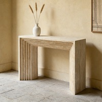 Table console moderne en travertin à niveaux, style nordique, pour la décoration intérieure