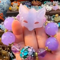 Offres Spéciales naturel Lapis renard masque sculpture main artisanat cristal pierre de guérison Rose Quartz pendentif pour bricolage cadeaux