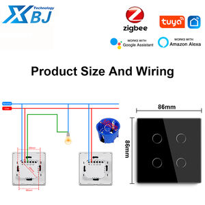 图雅紫蜂3.0欧盟英国智能触摸开关1/<span class=keywords><strong>2</strong></span>/3/4组双极10A最大中性线需要Alexa/谷歌家庭语音控制 - Product Image 5