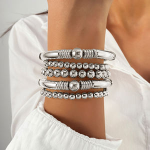 KISSWIFE-Ensemble de 5 pièces, perles plaquées or à la mode, bracelet patchwork en <span class=keywords><strong>bambou</strong></span> pour femmes, bijoux - Product Image 3