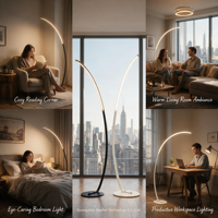 Lampadaire d'angle LED à intensité variable avec télécommande pour projets hôteliers