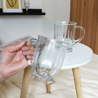 Tasse à café en verre transparent de haute qualité Tasses à café en verre vintage Ensembles de tasses pour café et thé Verre en vente en gros