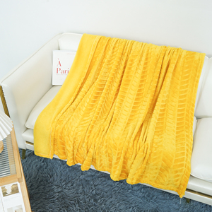 Flannel lông cừu ném chăn, mềm mại Fluffy sofa Chăn với trang trí hoa văn cổ điển, ấm áp và nhẹ, màu vàng chanh - Product Image 1