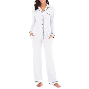 Conjunto de Pijama de Lujo para Mujer, Tallas Grandes, Cómodo y Transpirable, de Bambú y Algodón, Ropa de Estar en Casa, con Logotipo Personalizado - Product Image 1