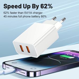 อะแดปเตอร์แปลงไฟแบบเสียบผนัง Universal 12W USB ช่องเสียบคู่ ชาร์จเร็ว 5V 2.4A สำหรับโทรศัพท์มือถือรุ่น 6 7 8 X 11 และแล็ปท็อป - Product Image 4
