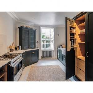 Muebles de Cocina Modernos de Fábrica, Diseño de Gabinetes de Cocina Negros, Muebles de Cocina de Madera Maciza con Fregadero - Product Image 1