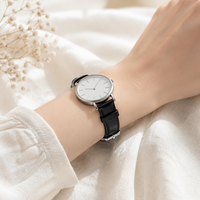 Bracelet de montre en cuir tendance, vente directe d'usine, bracelet de montre en cuir noir 18 mm, bracelet de montre en cuir de vachette véritable