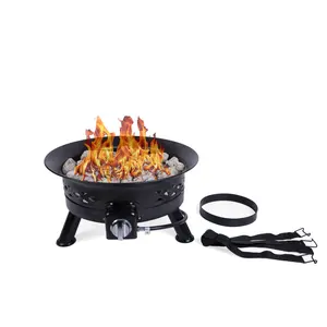 Portable Gas Fire Pit Outdoor Camping Fire Pit With Carry Handle
