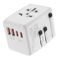 Adaptador de Viaje Internacional Universal para 160 Países, PD 20W+QC 18W, Corriente Nominal de 10A, Enchufe de 110-240V, ABS+PC