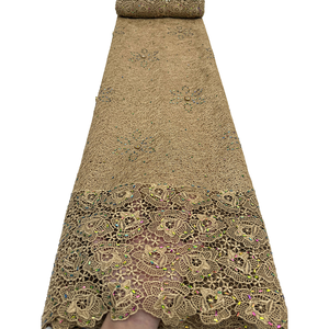 Tissus en dentelle guipure africaine NI.AI de haute qualité, broderie nigériane avec pierres pour la couture de vêtements de fête - Product Image 6