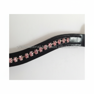 Brow Band Brida con cristales, diamantes de imitación, banda decorativa de cuero para cejas de caballo en tamaños completos de mazorca - Product Image 1