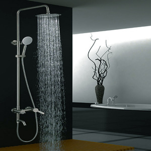 Shower Set 304 Stainless Steel Rain Shower Head Round Adjustable Mixing Valve With Handheld Sprayer For Bathroom - Product Image 1