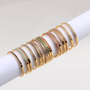 Anillo de Acero Inoxidable de Alta Gama con Zirconia Colorida y Media Pavimentación de <span class=keywords><strong>Oro</strong></span> de 18K, Joyería de <span class=keywords><strong>Oro</strong></span> <span class=keywords><strong>2022</strong></span> - Product Image 1