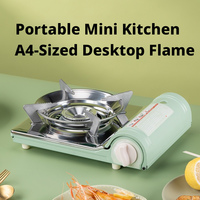 Réchaud à gaz portable, simple, mini, coupe-vent, en métal, pour le camping, l'extérieur, la maison, les pique-niques, avec du butane