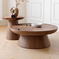 Table basse de salon taille combinaison ronde Style rétro minimaliste maison placage de noyer Table basse ronde DX2422