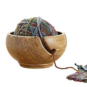 Bol à laine en bois, forme ronde, portable, 15 cm de longueur, design simple pour le tricot à la main, utilisation pratique - Product Image 4