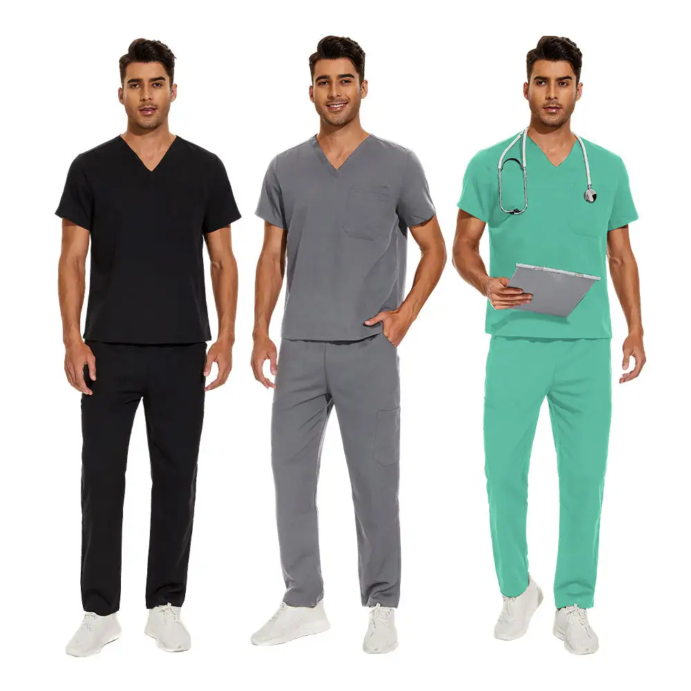 Individuelle Scrubs-Uniformen Ensembles farbe hell Plus-Größe Doktor Krankenhaus Medizinisches Elastiko Jogger Krankenschwester für Herren