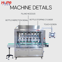 Machine de remplissage automatique de liquides à six buses à piston, entraînée par un servomoteur, haute précision pour les bouteilles en plastique, les canettes, les pots et les tubes de jus