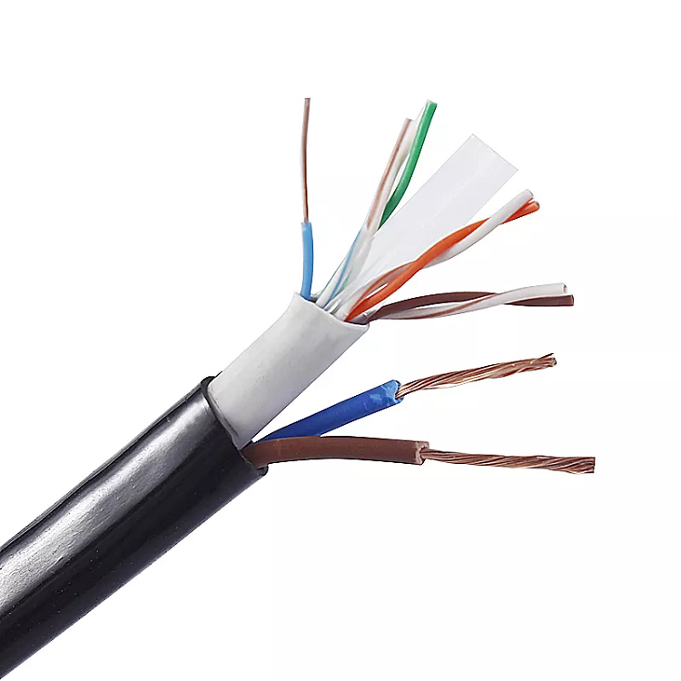 Уличный медный сетевой кабель utp cat6 с 2c электрическим кабелем питания, провод для камеры видеонаблюдения, системы безопасности