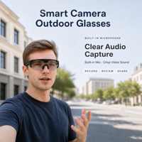 Sportzonnebrillen met directe WiFi-opname, fotochromatische camera-zonnebrillen, real-time opname 12MP slimme fietsbrillen